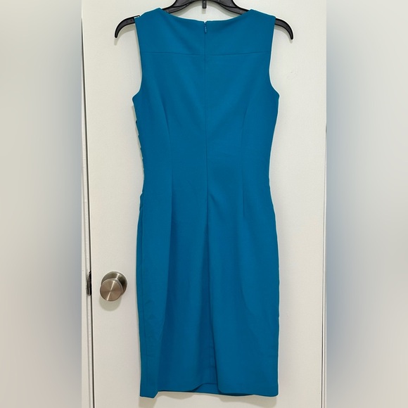 Calvin Klein Teal Sheath Dress Size 4 – Sleeveless Pleated Front - Picture 4 of 6